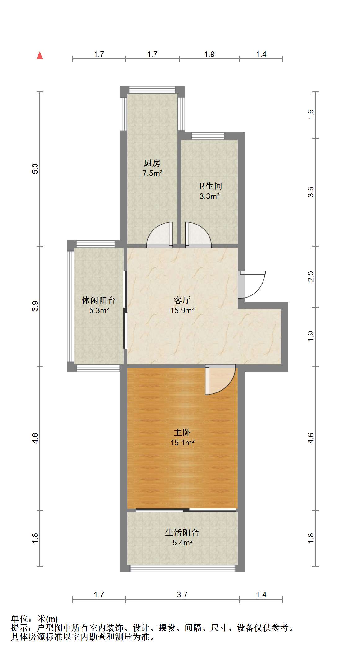 景河苑 1室1厅1卫 59m&sup2;