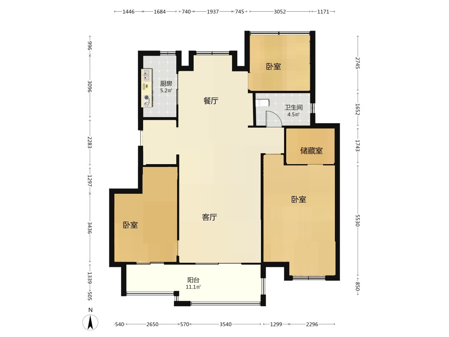 崇州府 3室2厅1卫 126.00m&sup2;