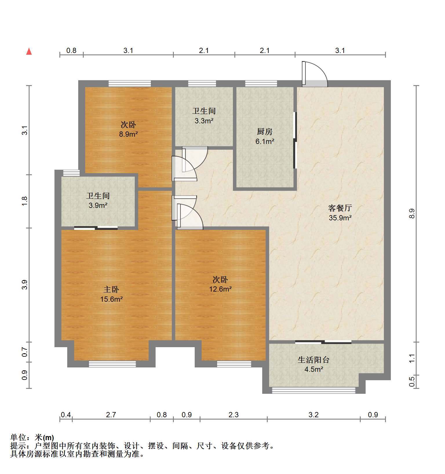 保利香槟国际 3室2厅2卫 114.21m&sup2;