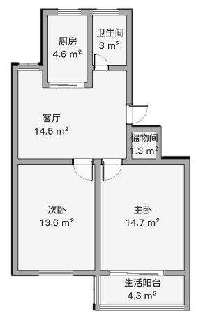 学田东苑 2室1厅1卫 68.64m&sup2;