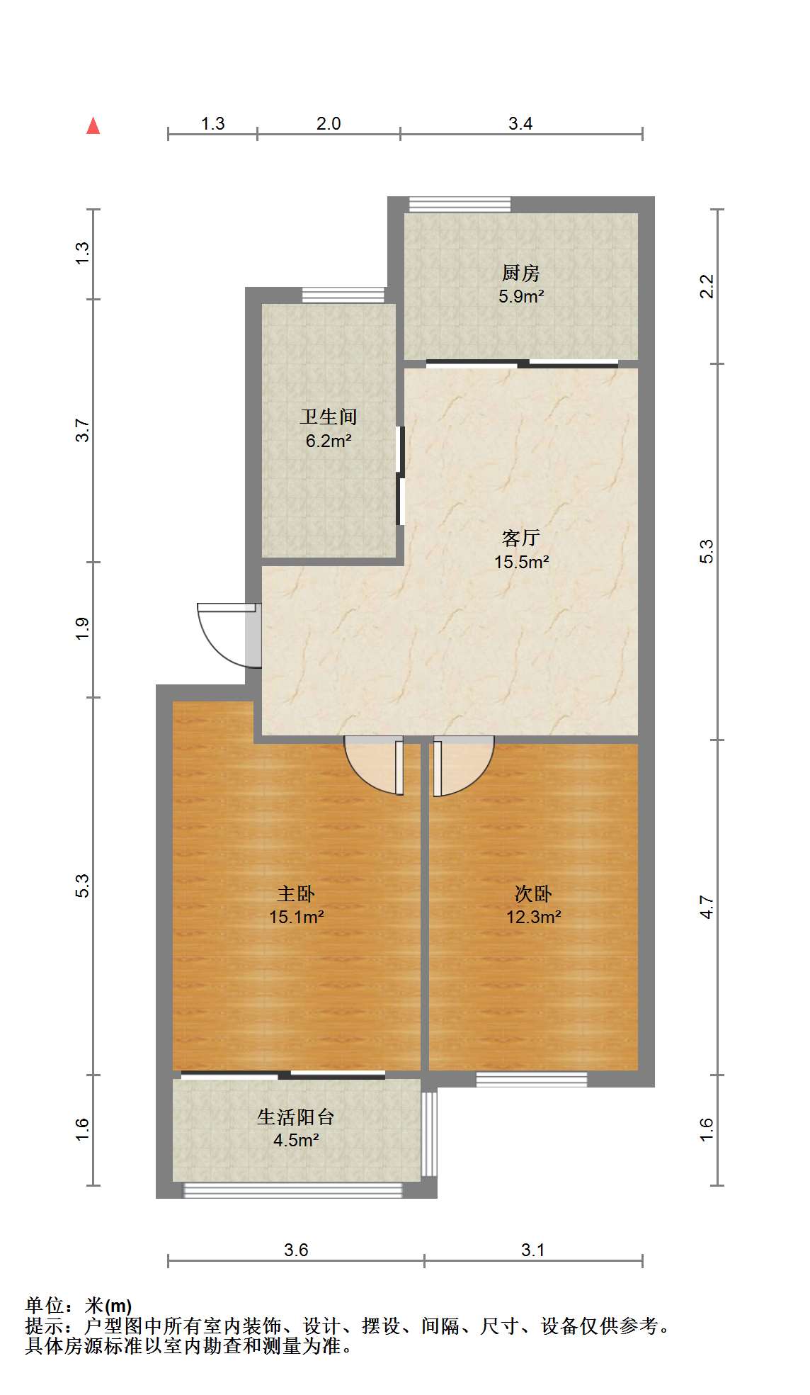 启秀南苑 2室1厅1卫 74.27m&sup2;