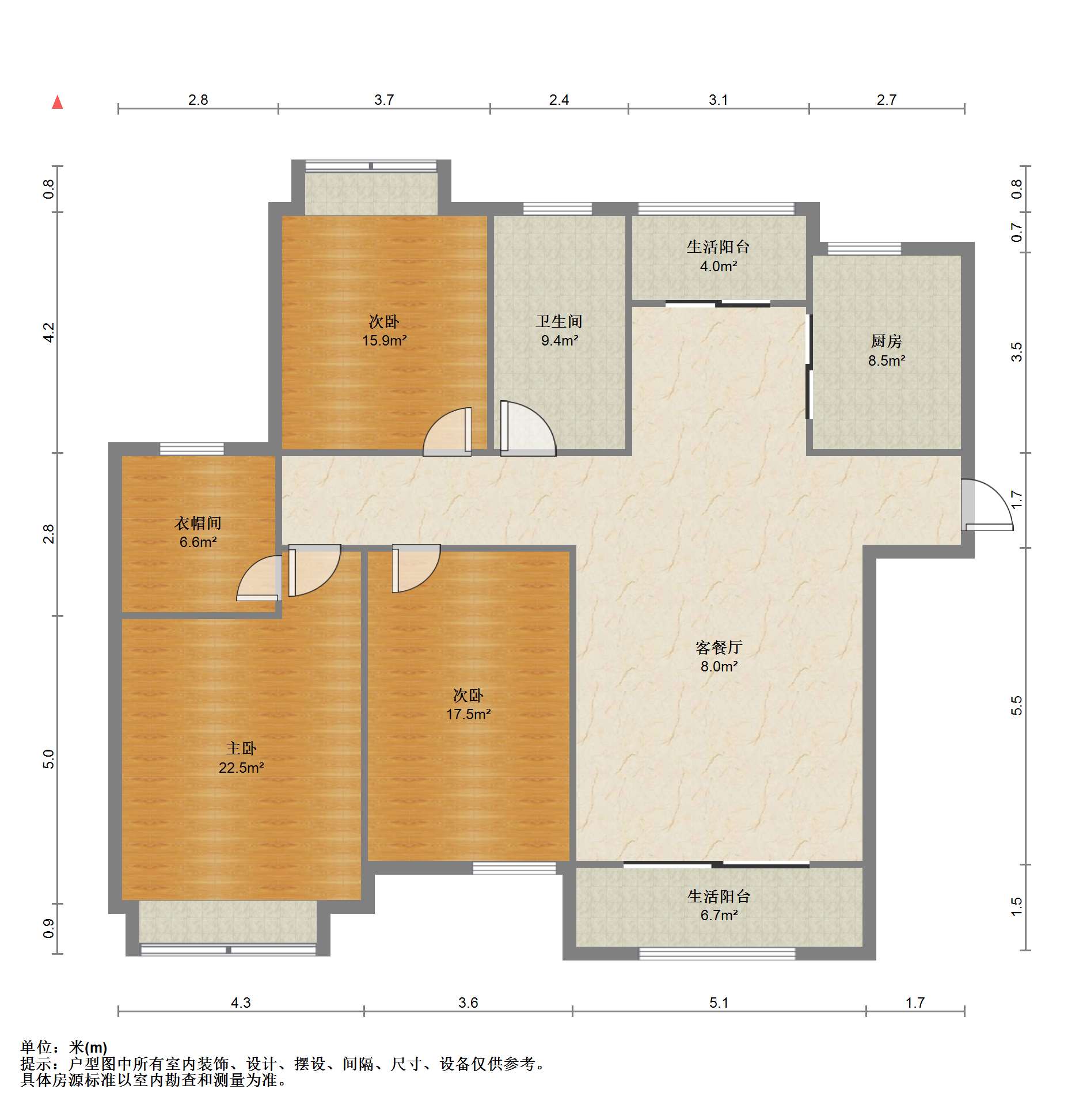 弘阳上城 3室2厅1卫 135.00m&sup2;
