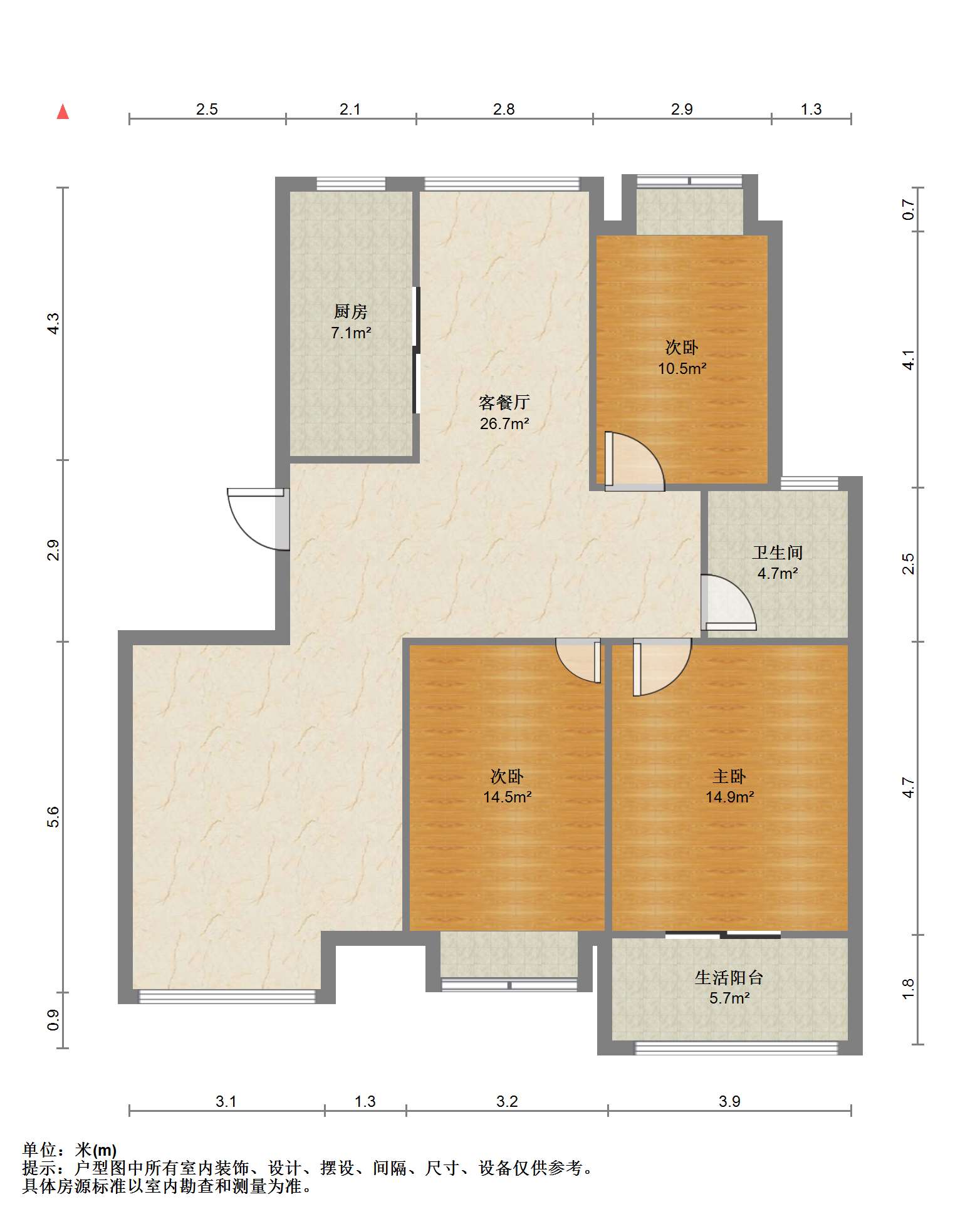 长航地中海花园 3室2厅1卫 123m&sup2;