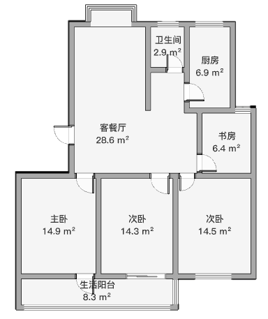 文峰花苑 4室1厅1卫 119.23m&sup2;