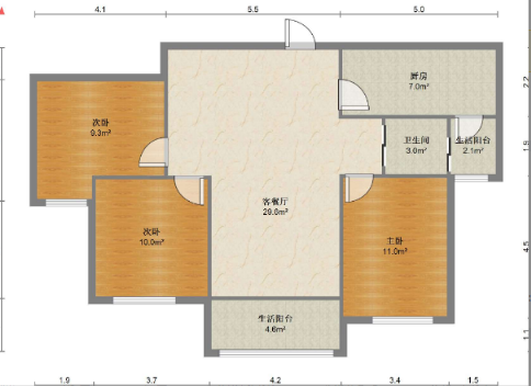 碧桂园天玺湾北区 3室2厅1卫 102m²