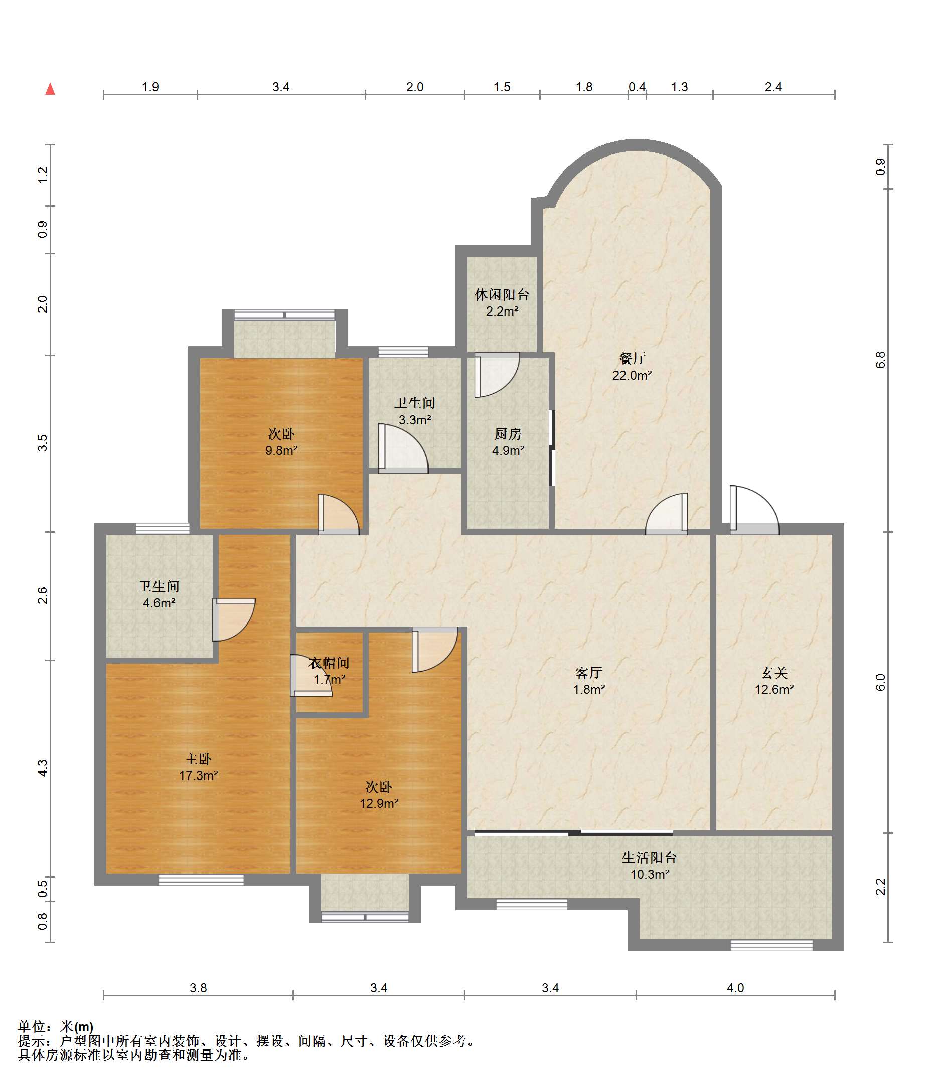优山美地花园南区 3室2厅2卫 143m²