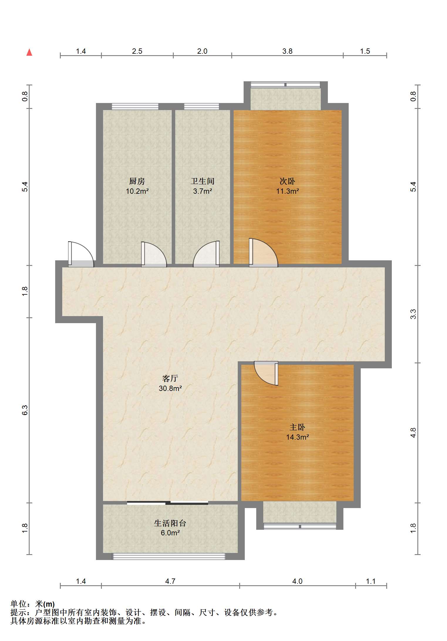 苏建花园城 2室1厅1卫 105.00m²