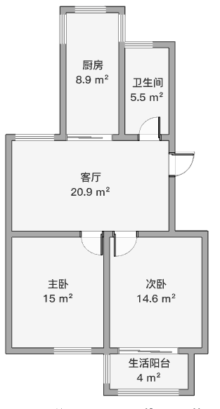 紫东南苑南区 2室1厅1卫 90.7m²