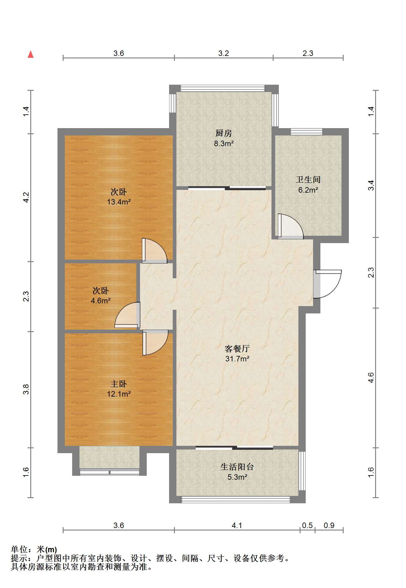 融悦华庭 3室2厅1卫 115m&sup2;
