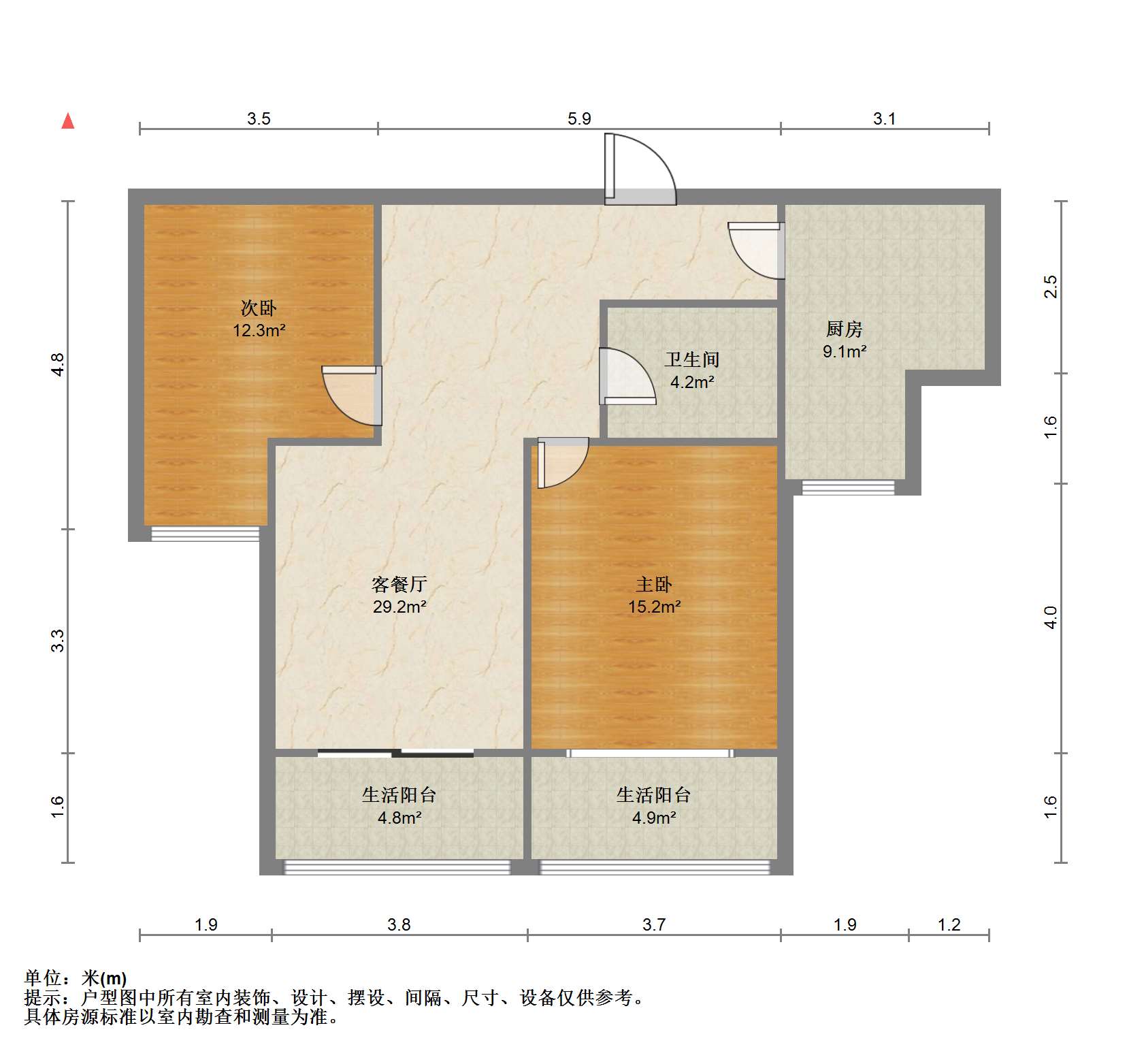 融悦华庭 2室2厅1卫 100m&sup2;