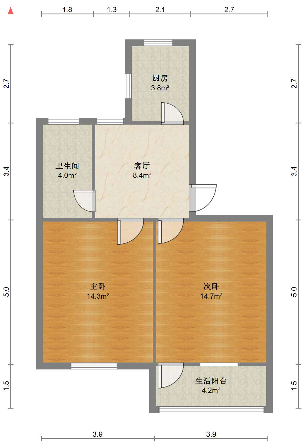 北郭北村 2室1厅1卫 67.5m&sup2;