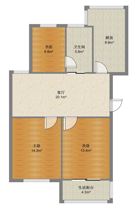 教育新村 2室2厅1卫 90m&sup2;