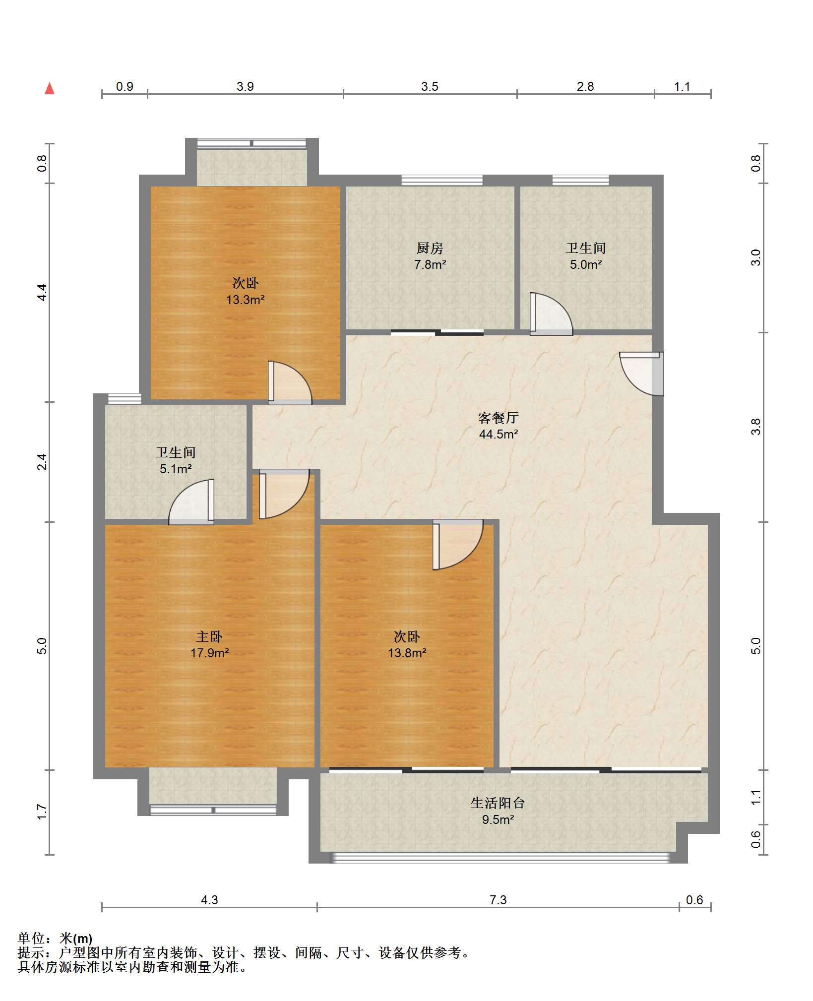 金霞东苑 3室2厅2卫 135m&sup2;