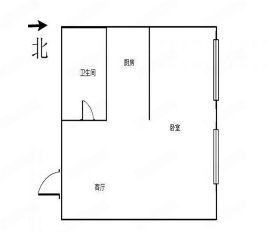 鸿运大厦 1室1厅1卫 60m&sup2;