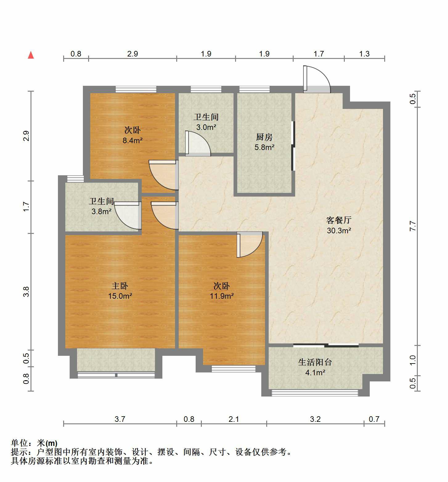 保利香槟国际 3室2厅2卫 116.00m&sup2;