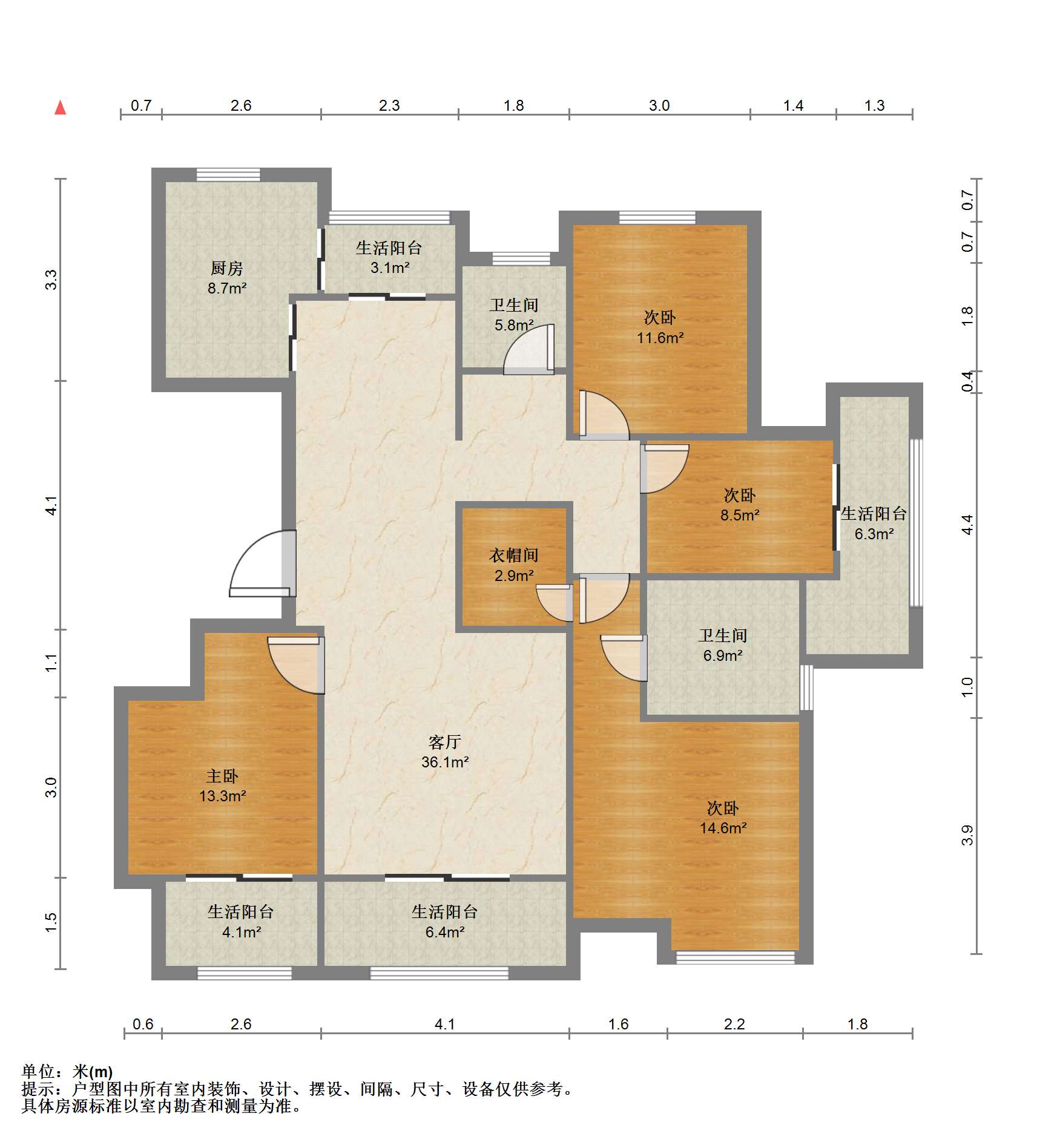 盛和花半里 4室2厅2卫 180m&sup2;
