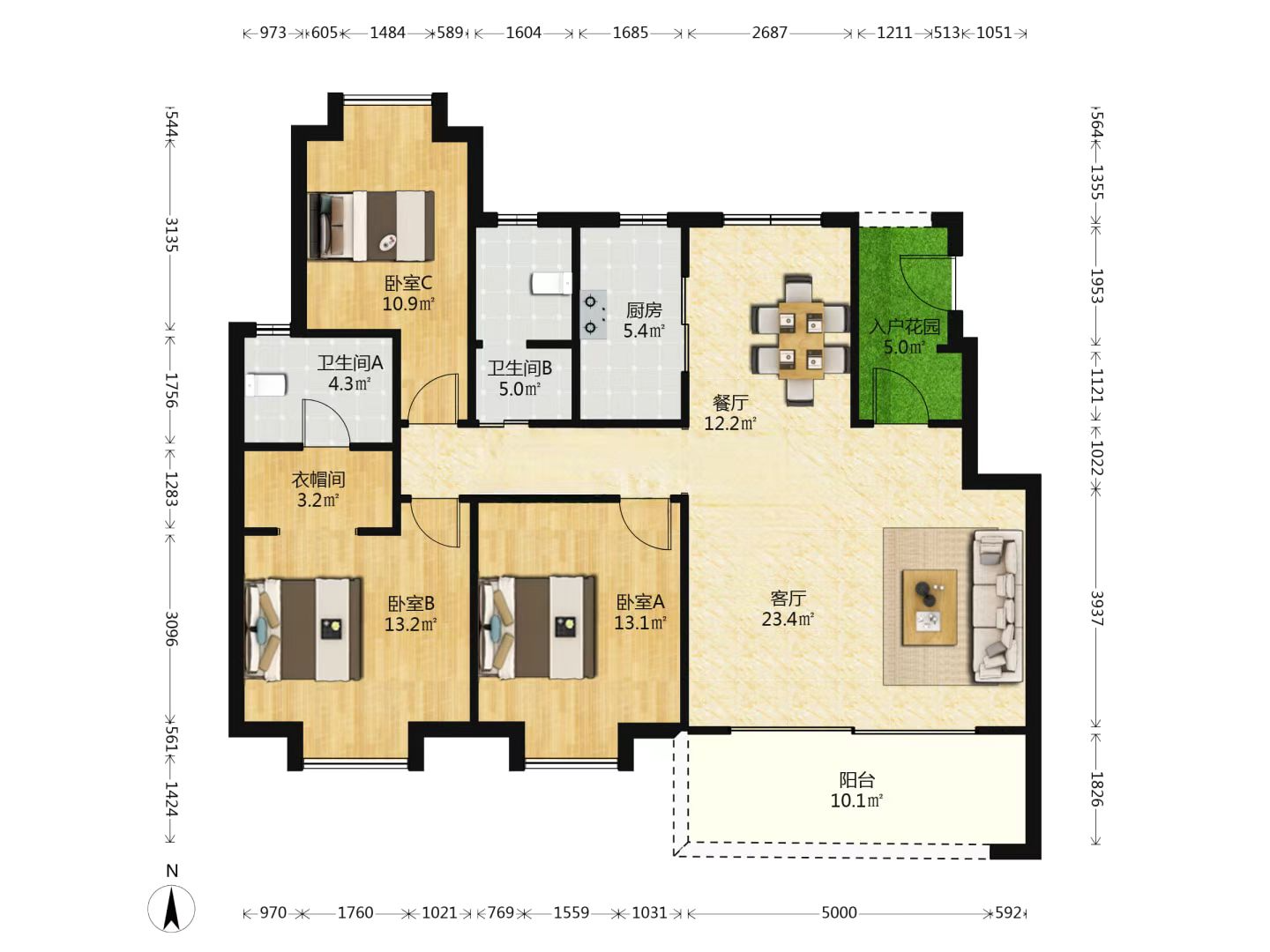 静海府 3室2厅2卫 129.33m&sup2;
