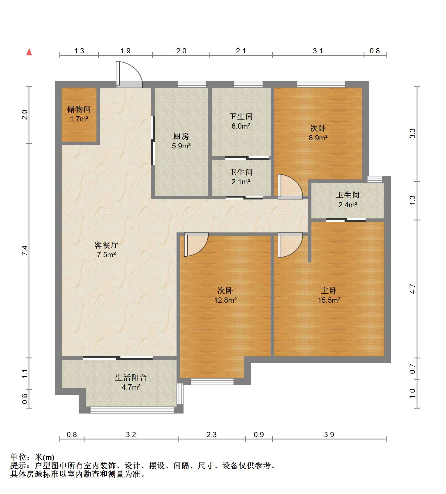 保利香槟国际 3室2厅2卫 114.21m²