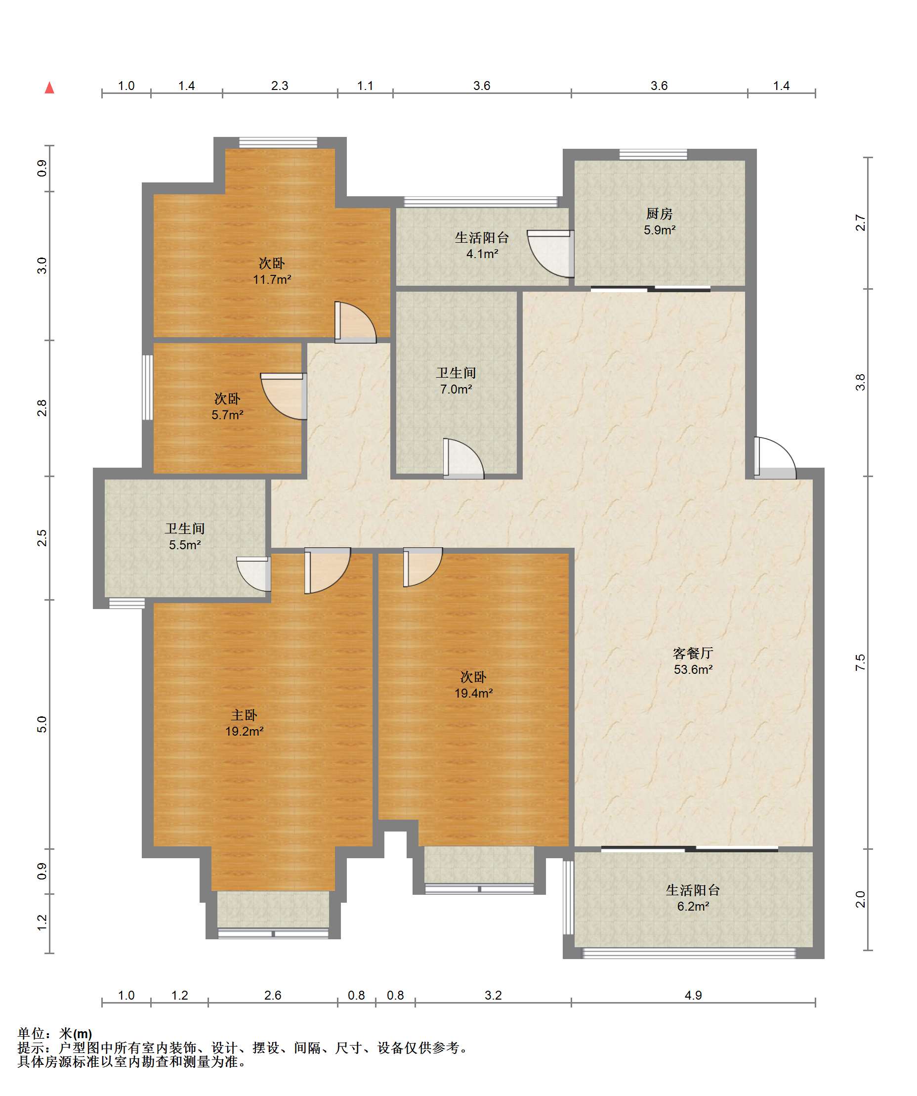 江海皇都私家花园 4室2厅2卫 143.00m&sup2;