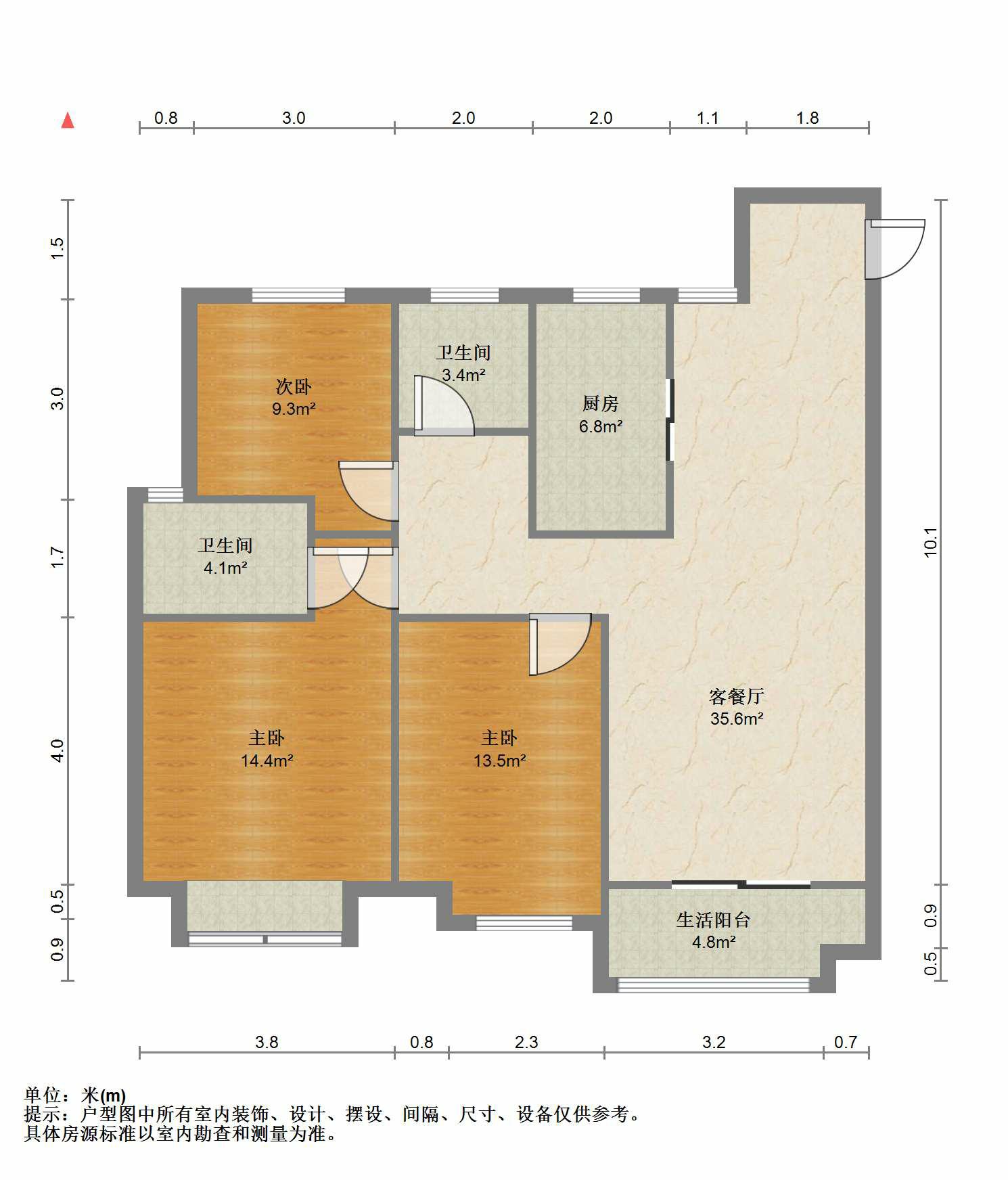 保利香槟国际 3室1厅2卫 122.33m&sup2;