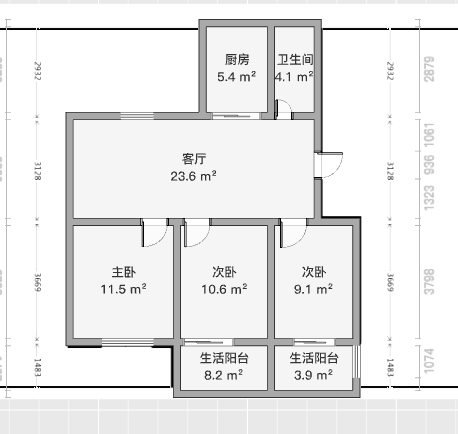 南川园新村 3室2厅1卫 88.07m&sup2;