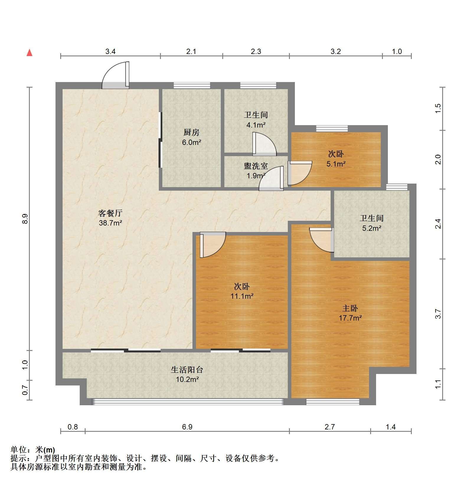 佳源都市 3室2厅2卫 108m&sup2;