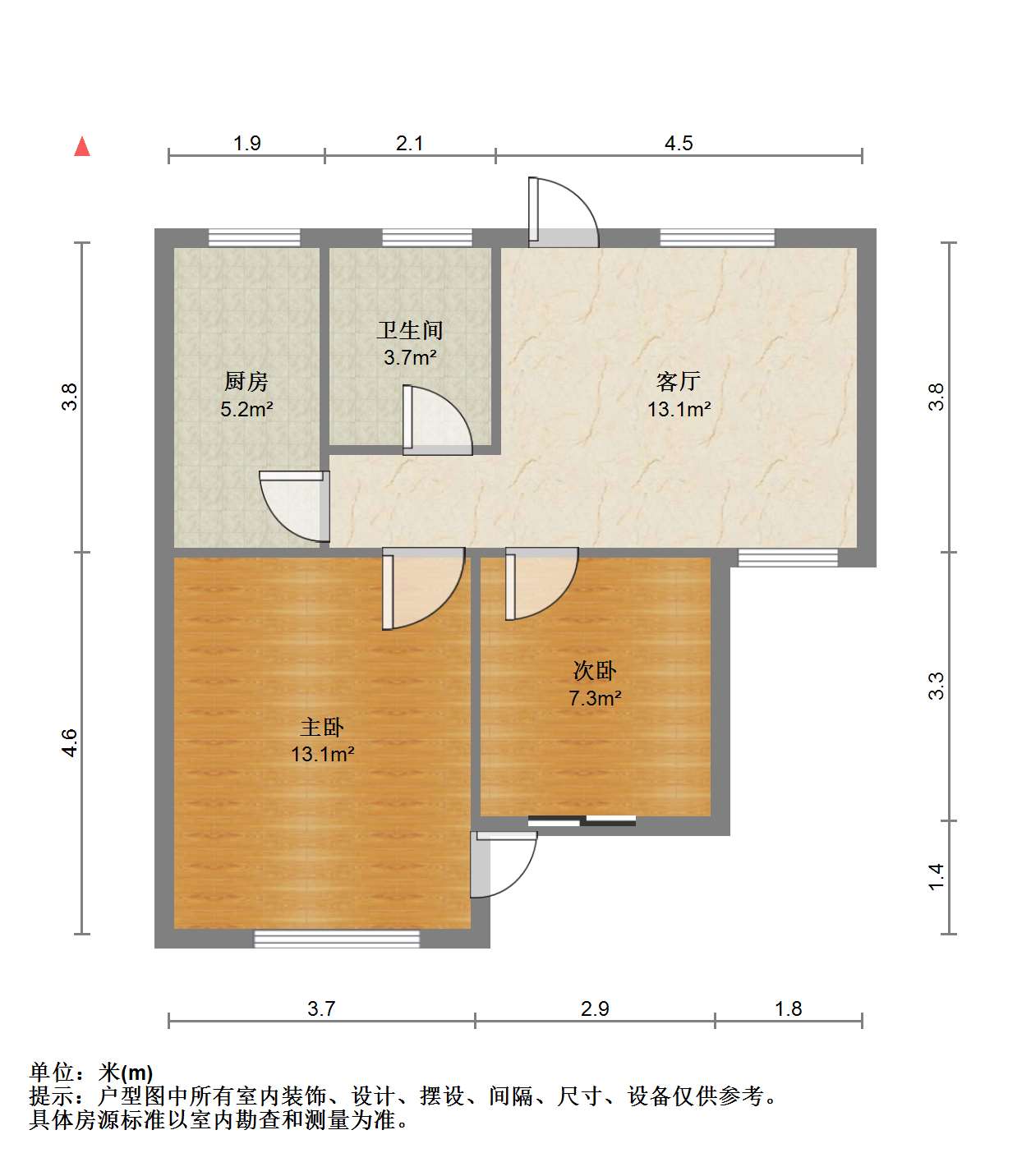 华能大厦 2室1厅1卫 67.64m&sup2;
