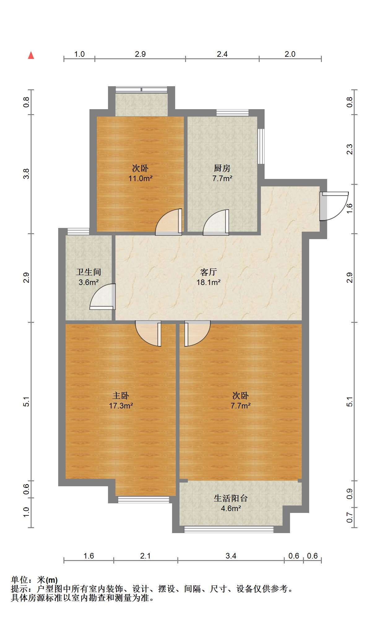 山景水岸 3室1厅1卫 102.72m&sup2;