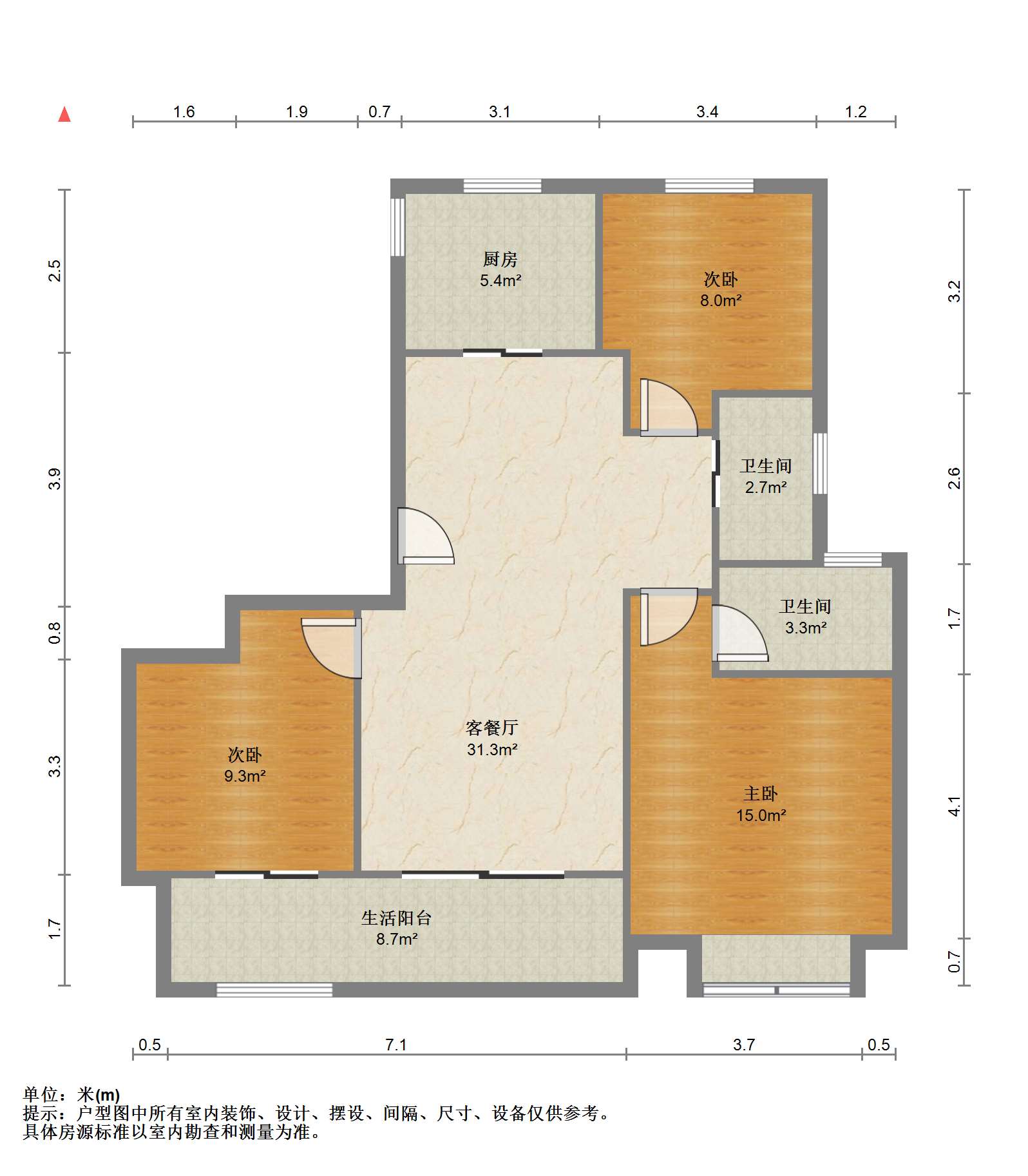 圆融玺悦 3室2厅2卫 130m&sup2;