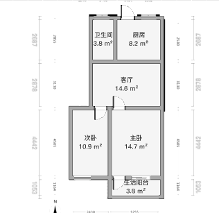 南园路18号大院 2室1厅1卫 60.88m&sup2;