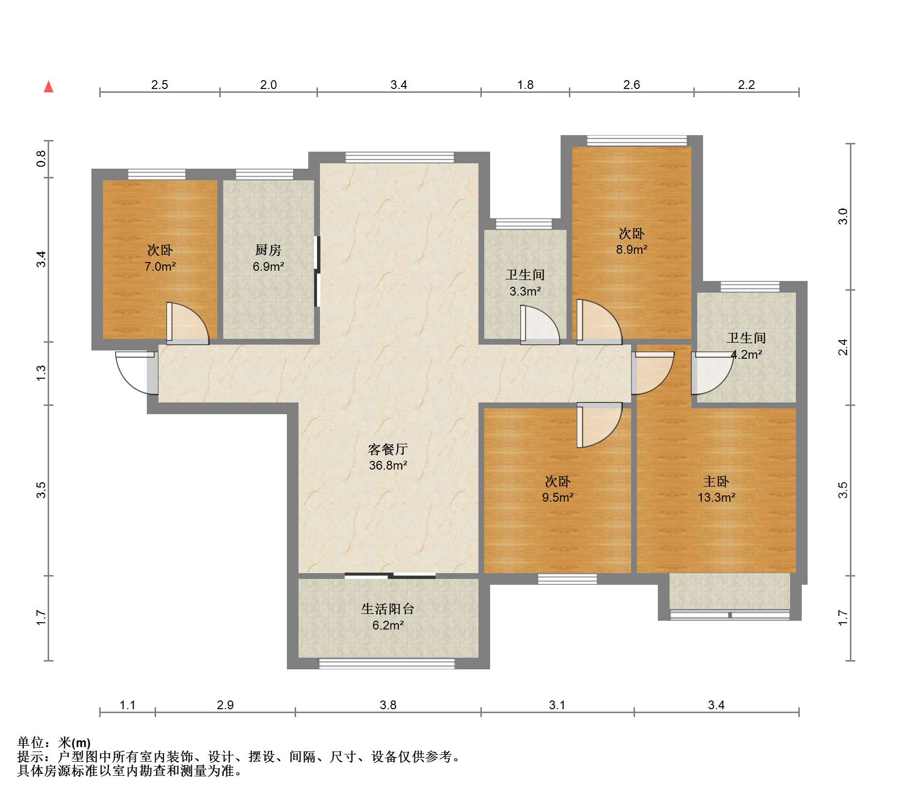 南通雅居乐花园 4室2厅2卫 133.83m&sup2;