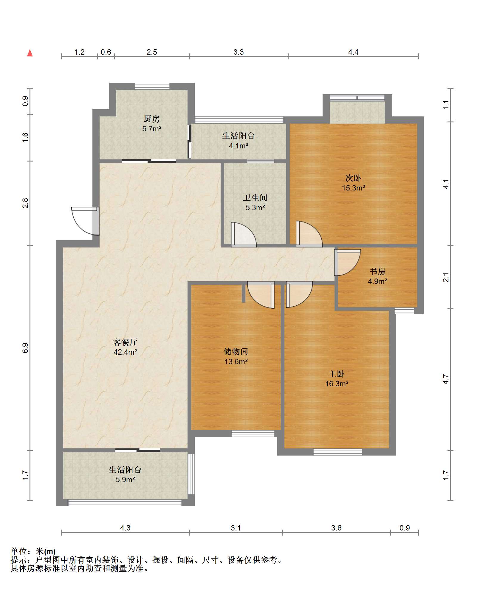 江海皇都私家花园 4室2厅1卫 131.60m²