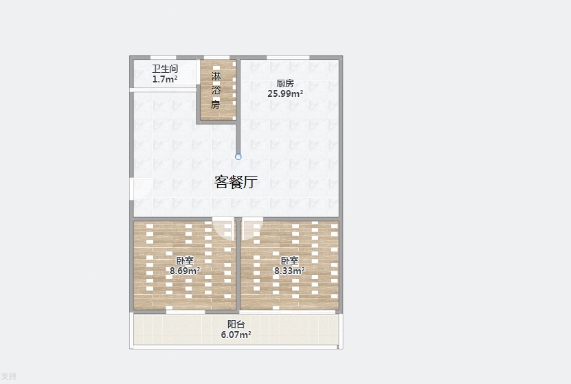 莘园路51号 2室1厅1卫 75m&sup2;