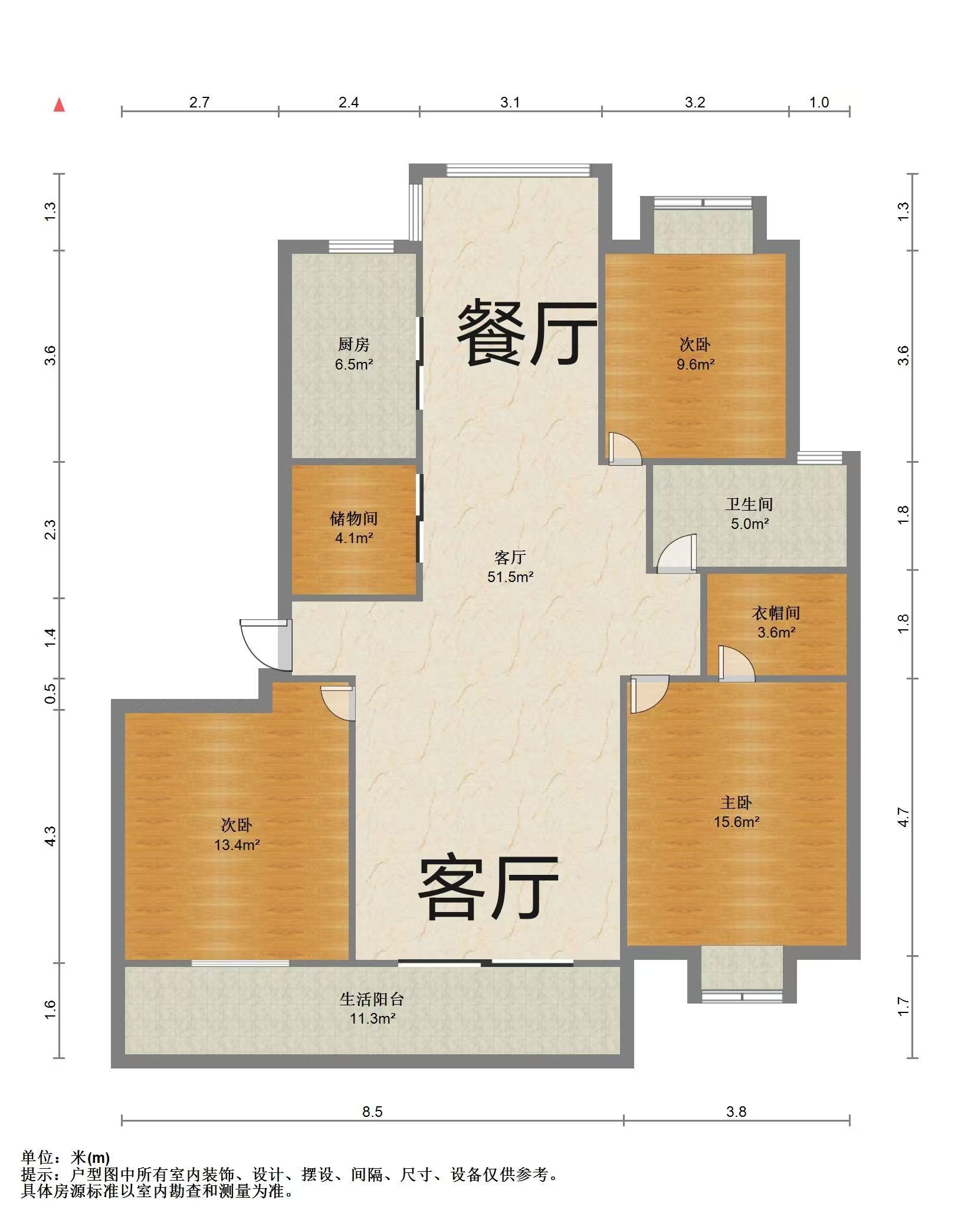 中天福邸 3室2厅1卫 156.61m&sup2;