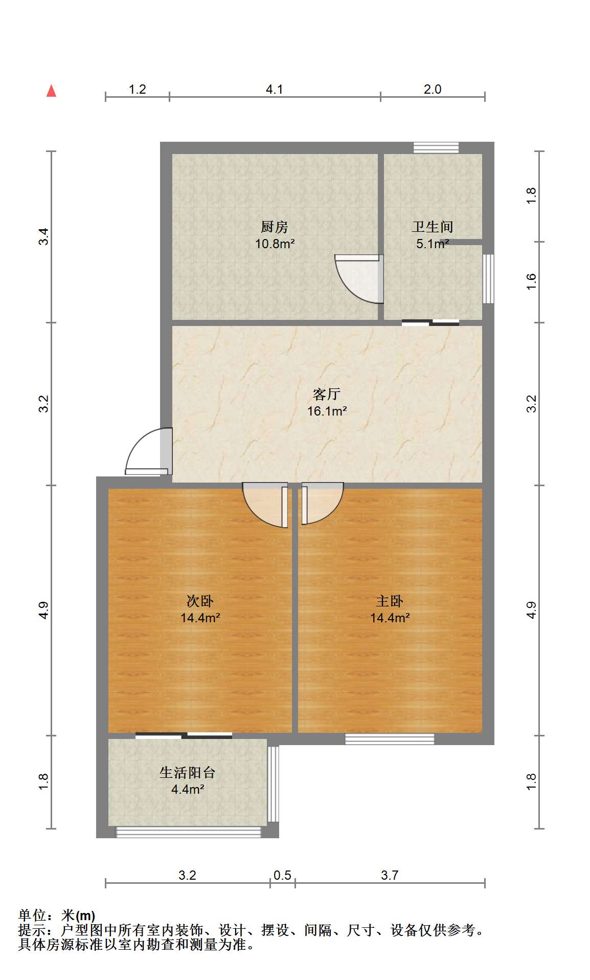 八角亭东一区 2室1厅1卫 72m&sup2;