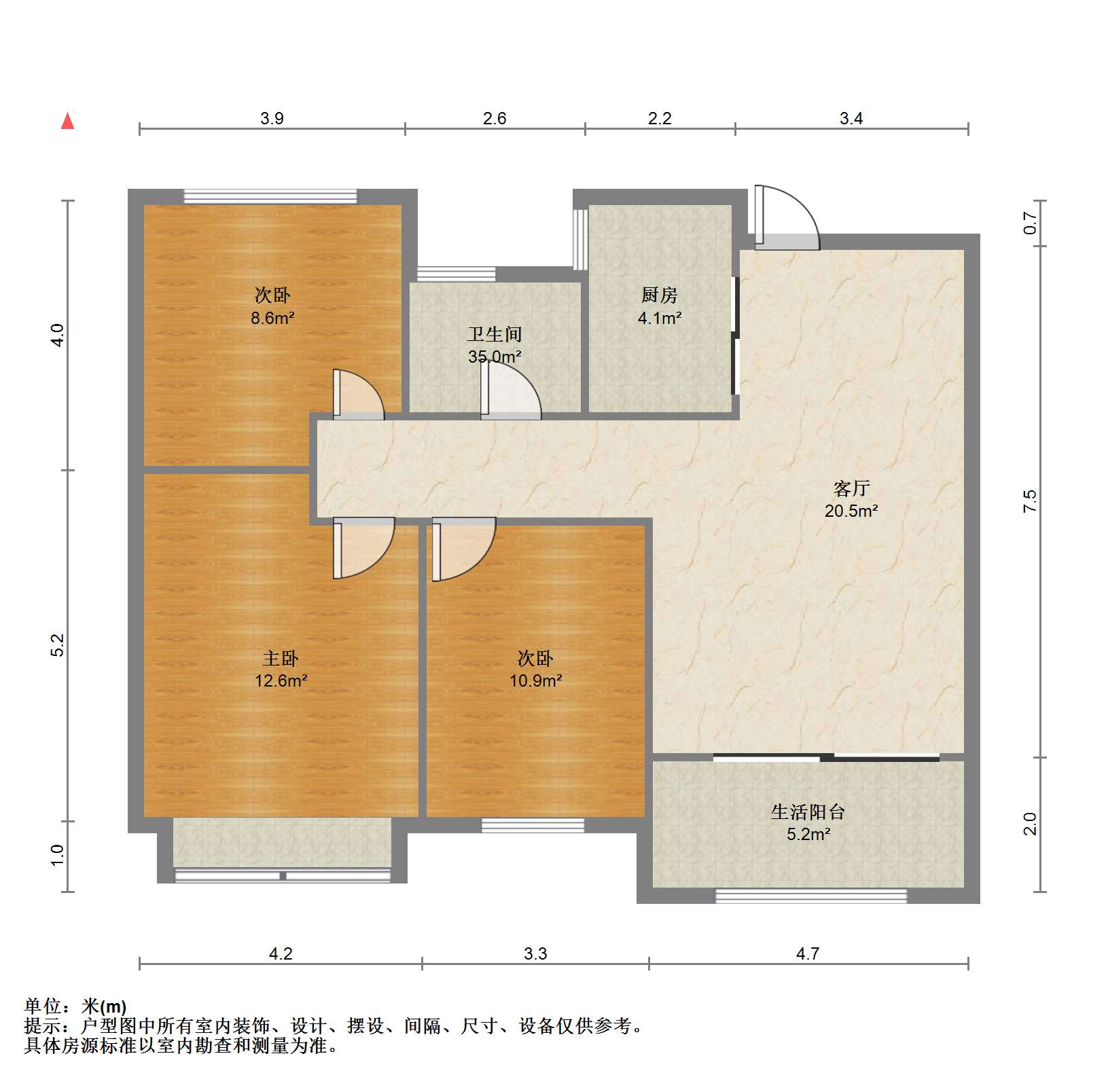 中南熙悦(南通经济技术开发区) 3室1厅1卫 89.32m&sup2;