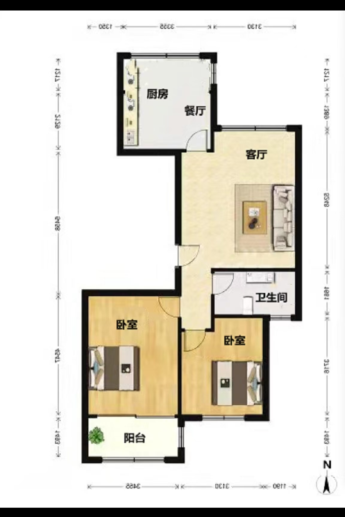 临江家园 2室1厅1卫 98m&sup2;