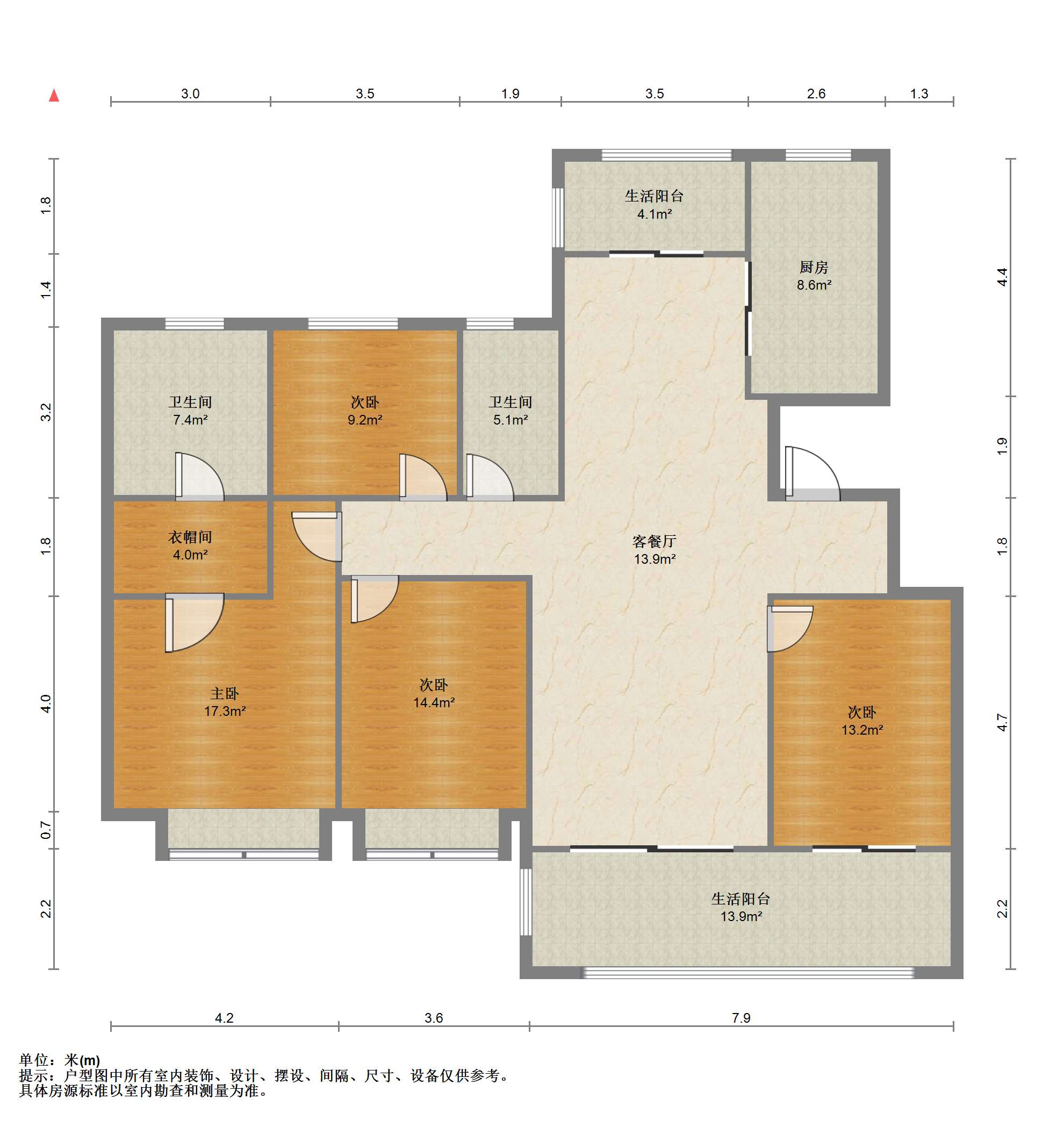 万濠瑜园 4室2厅2卫 166m&sup2;
