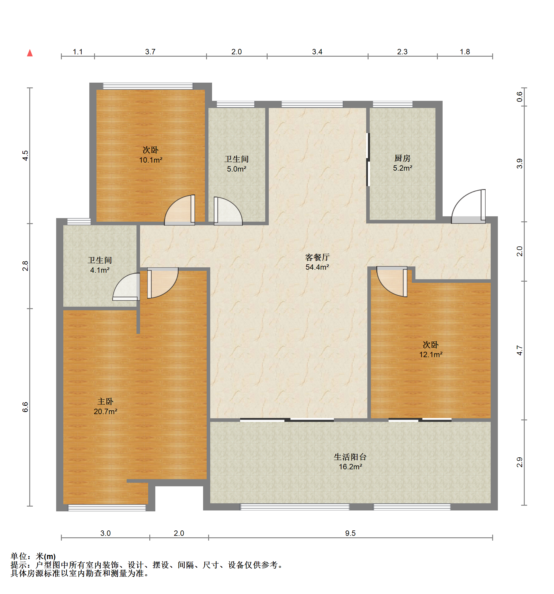 万科白鹭郡 3室2厅2卫 120.97m&sup2;
