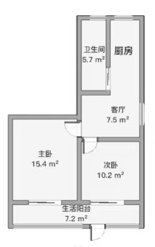 望江楼小区 2室1厅1卫 63.22m&sup2;