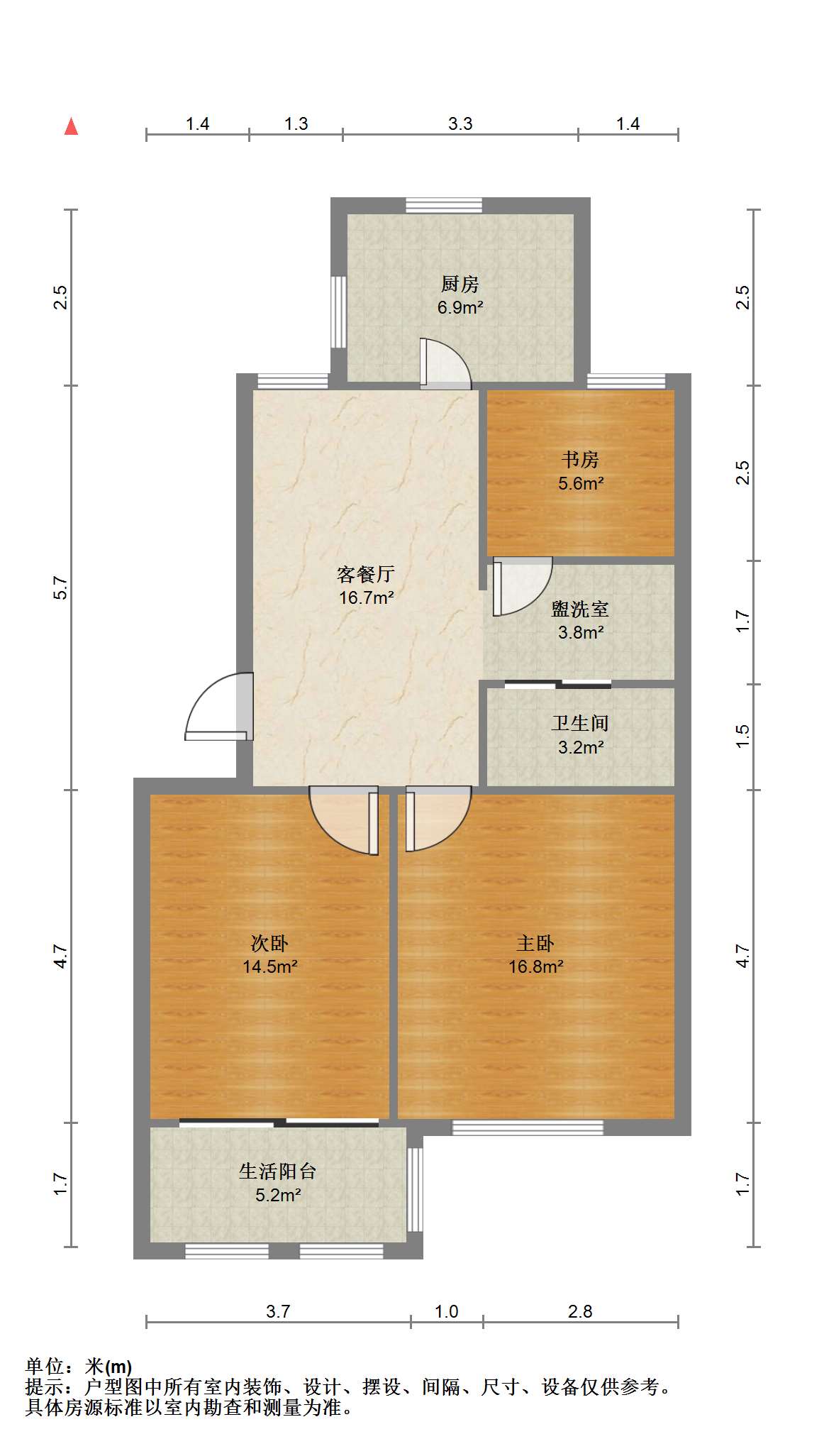 新桃园 3室1厅1卫 72.76m&sup2;