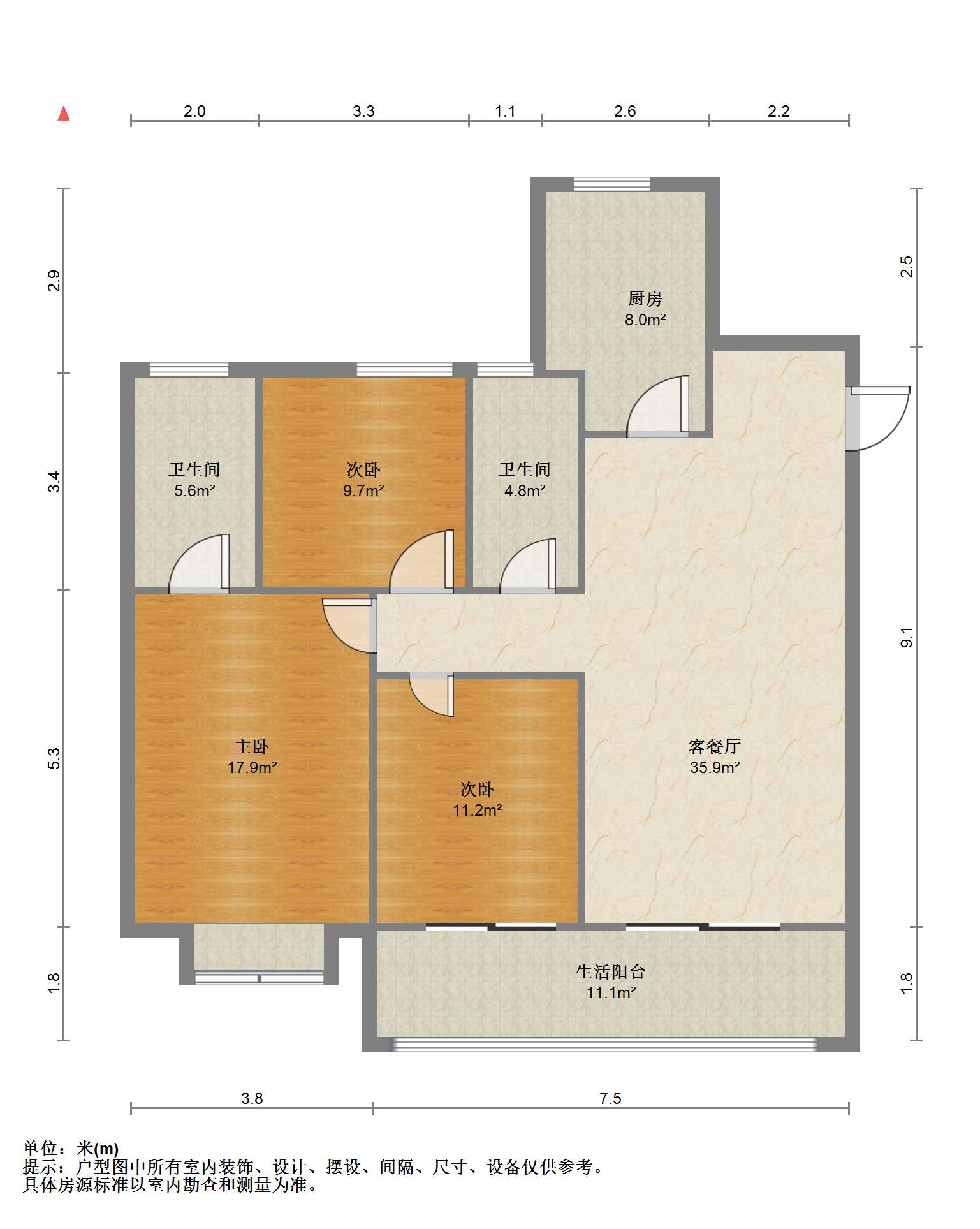 华润悦锦湾 3室2厅2卫 120.00m&sup2;