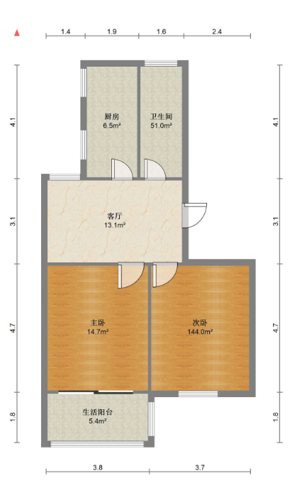 北濠桥东村 2室1厅1卫 72.68m&sup2;