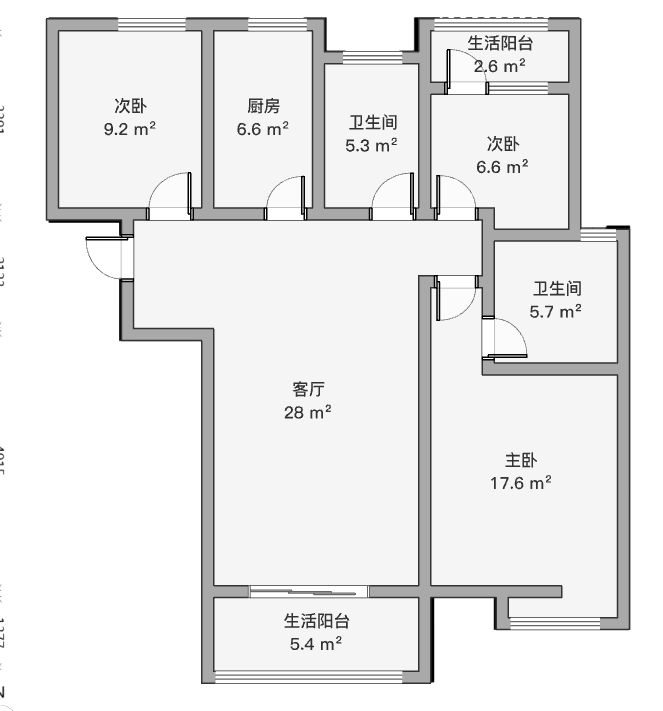 雨润星雨华府南区 3室2厅2卫 115.3m&sup2;