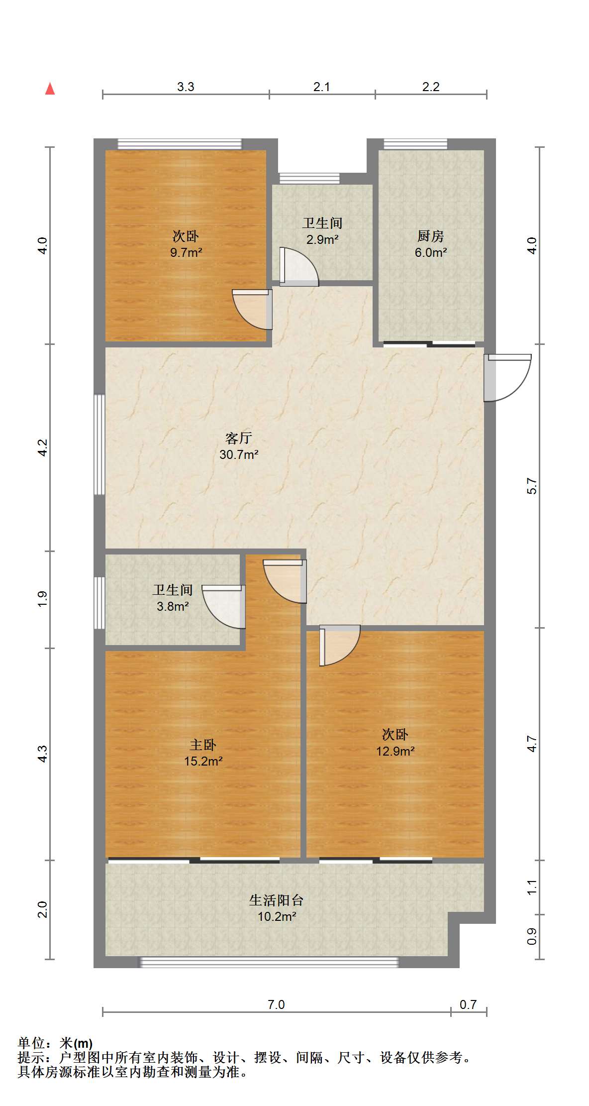中创大都会 3室2厅2卫 114.39m&sup2;