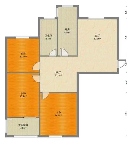 学士府 3室1厅1卫 118.00m&sup2;