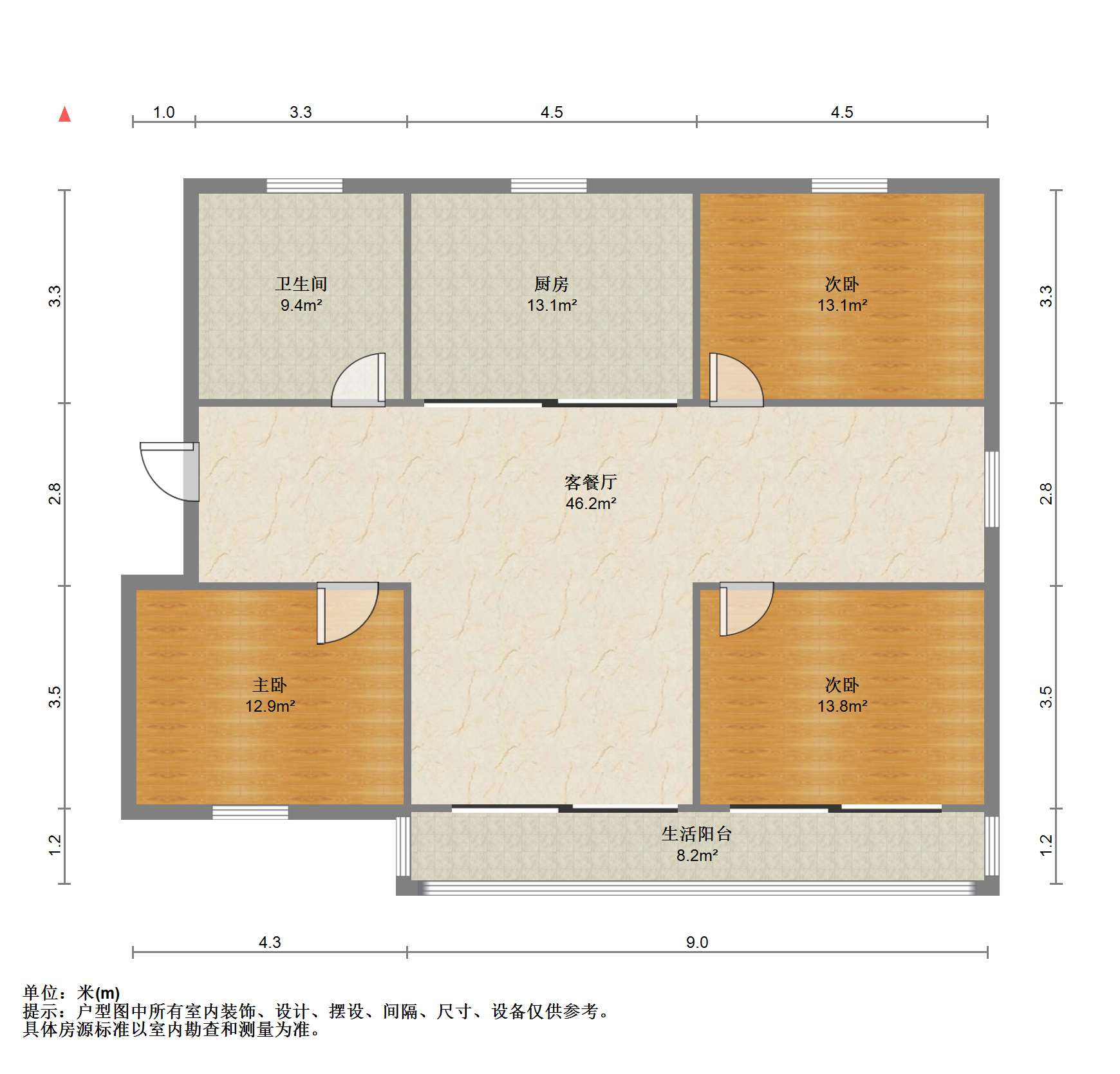 光明花苑(崇川区) 3室2厅1卫 131m&sup2;