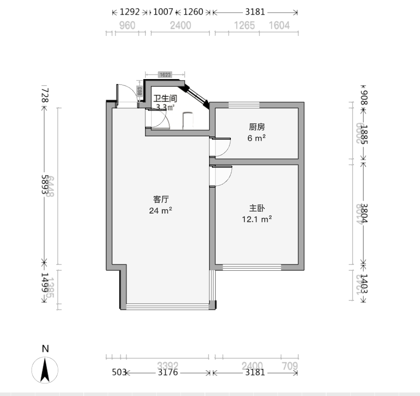 南辰濠郡 1室1厅1卫 65m&sup2;