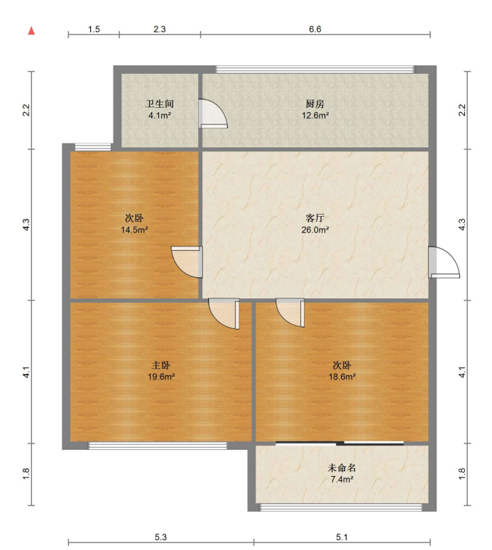 八角亭小区 3室2厅1卫 85m&sup2;