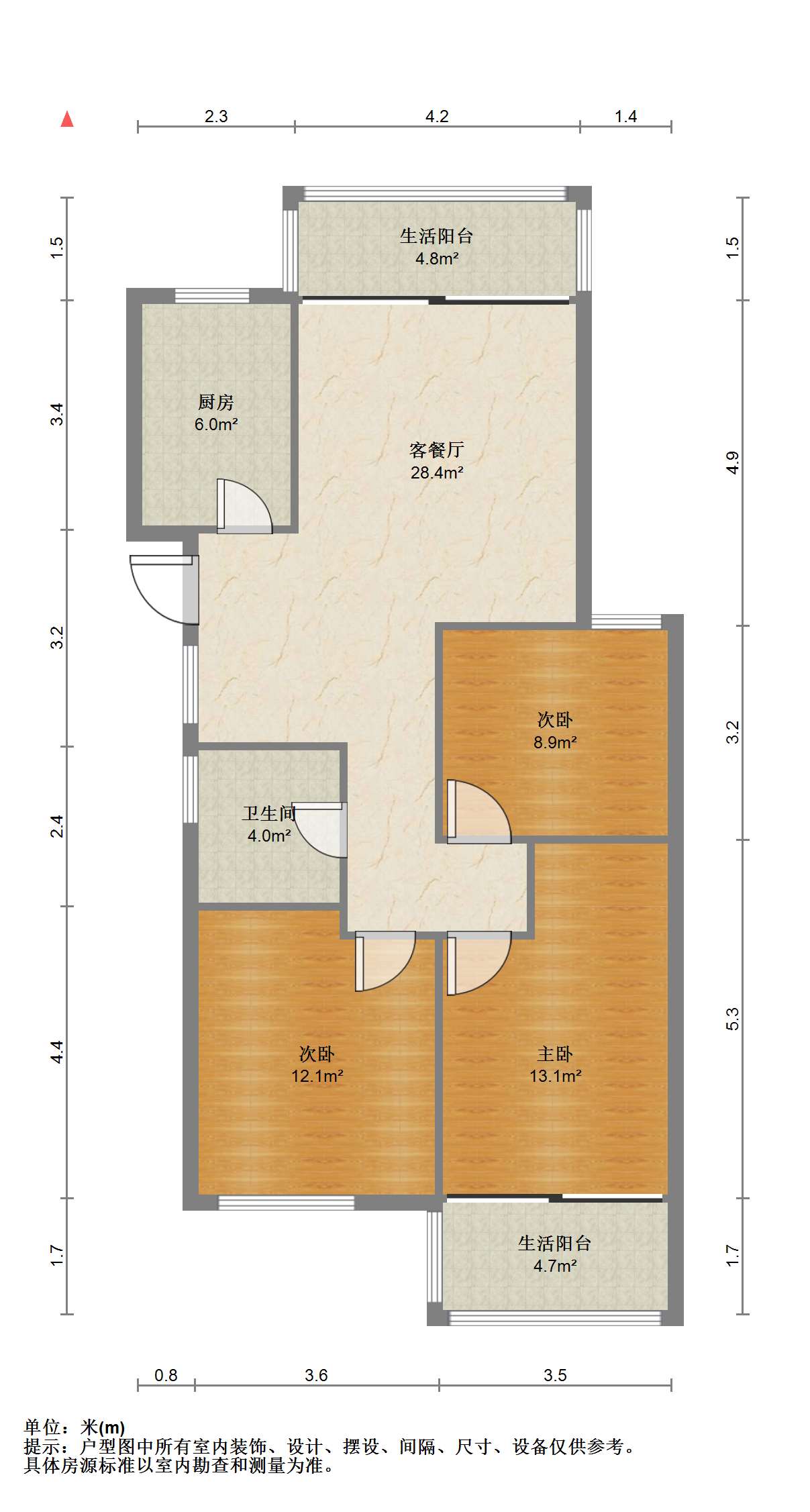 中港翡翠城 3室2厅1卫 108.12m&sup2;